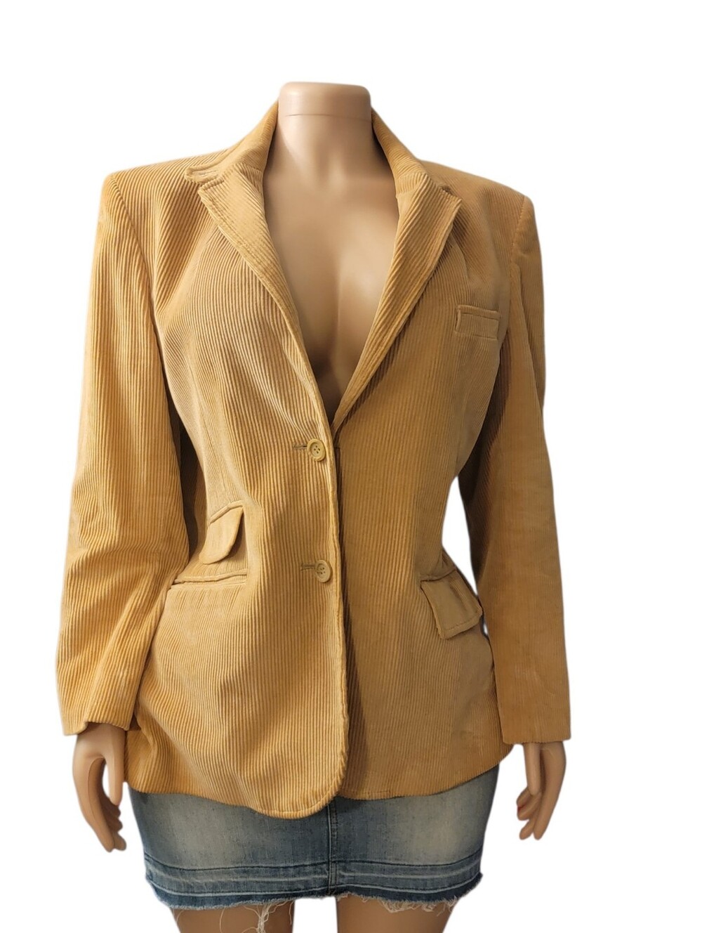 Nelson Hall Vintage-Inspired Corduroy Blazer in Camel Size 17/18